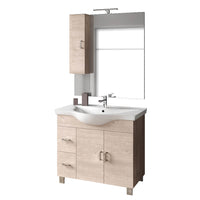 Mobile Bagno 80cm a Terra Con Due Ante Due Cassetti, Specchio con Pensile e Lampada - Sherwood