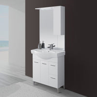 Mobile bagno a terra 85 cm bianco con pensile su specchio LED Desya
