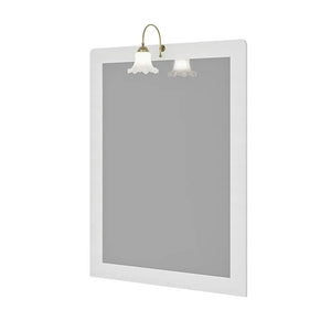 Mobile bagno a terra 85 cm bianco decape con lavabo specchio e lampada Romantica