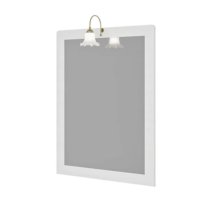 Mobile bagno a terra 85 cm bianco decape con lavabo specchio e lampada Romantica