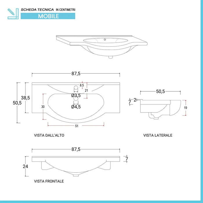 Mobile bagno a terra 85 cm bianco decape con lavabo specchio e lampada Romantica