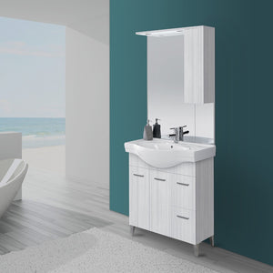 Mobile bagno a terra 85 cm grigio con pensile su specchio LED Desya