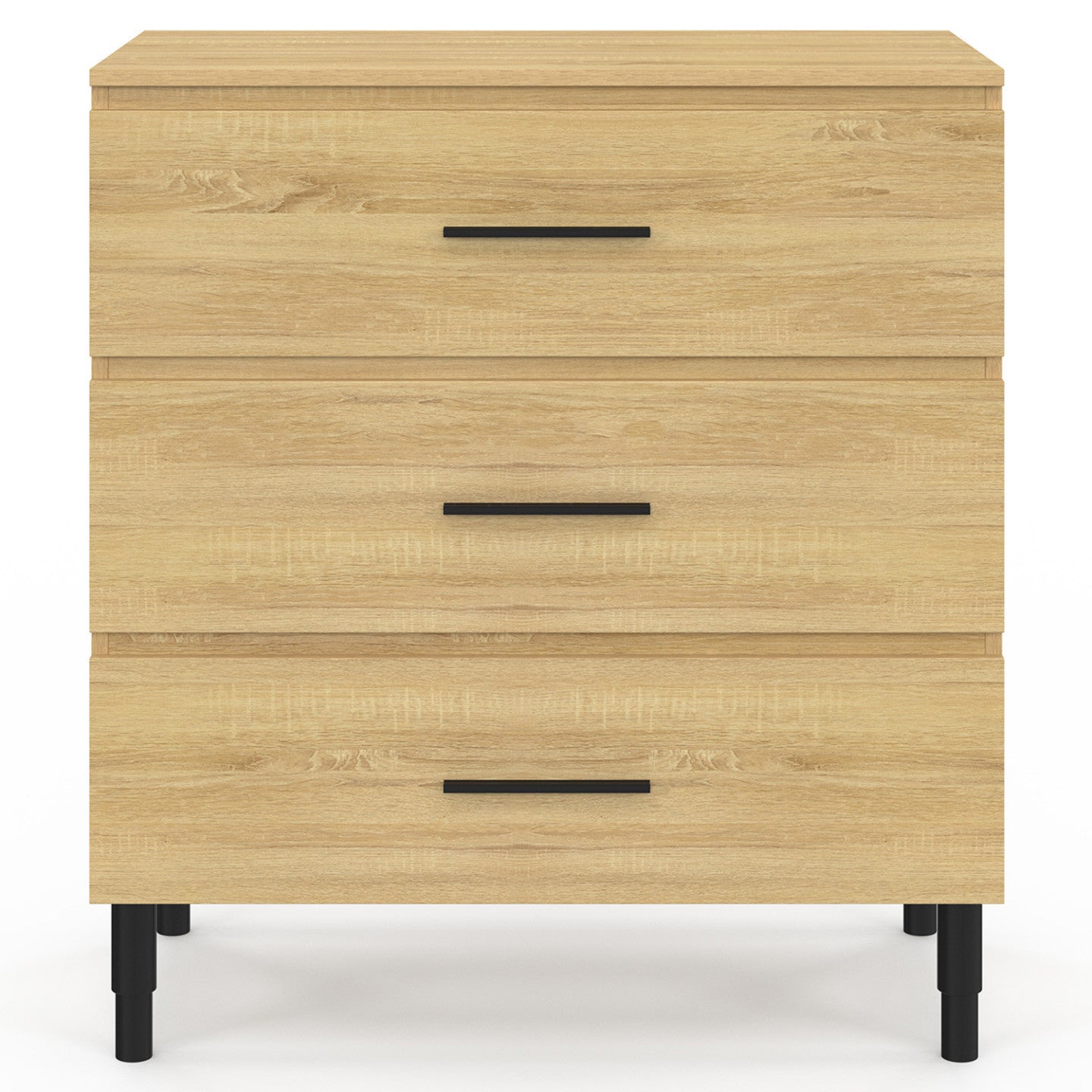 IDMarket - Mobile bagno da 80 cm con 3 cassetti in faggio e nero e gambe telescopiche