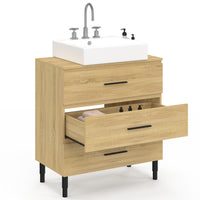 IDMarket - Mobile bagno da 80 cm con 3 cassetti in faggio e nero e gambe telescopiche