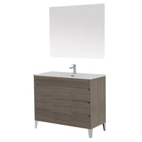 Mobile Bagno da terra 100 cm in rovere scuro con specchio e lavabo Way