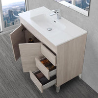 Mobile bagno da terra 100 cm rovere chiaro con specchio e lavabo Way