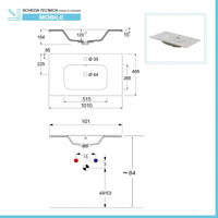 Mobile bagno da terra 100 cm rovere chiaro con specchio e lavabo Way