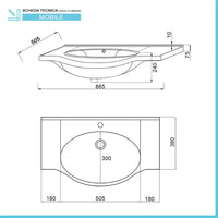 Mobile Bagno da terra 85 cm rovere bianco + specchio con pensile e luce LED