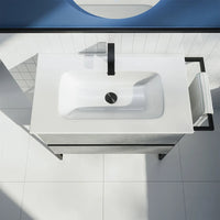 Mobile bagno a terra 80cm grigio cemento con lavabo in ceramica | Sapo