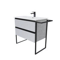 Mobile bagno a terra 80cm grigio cemento con lavabo in ceramica | Sapo