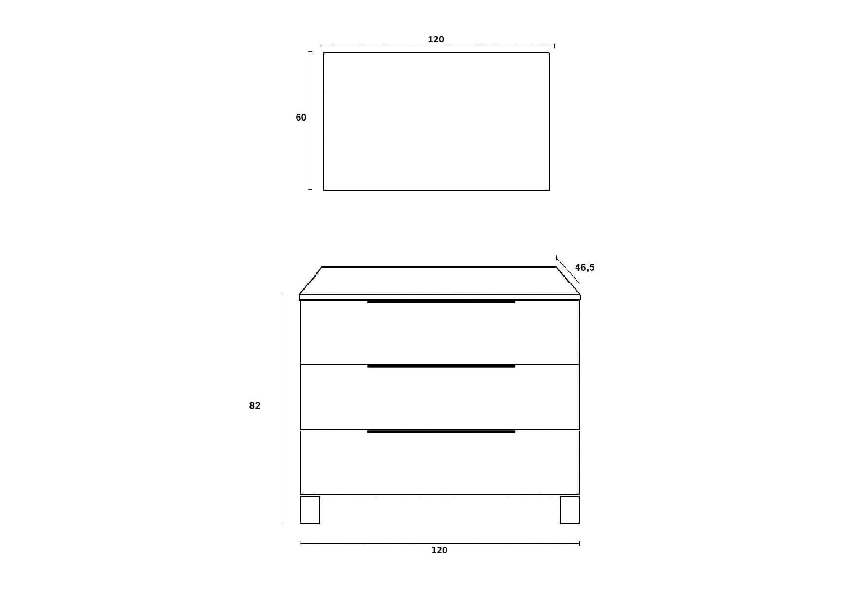 Mobile Bagno 120cm a Terra Con Lavabo doppia Vasca, Tre Cassetti e Specchio - Bianco Laccato Lucido