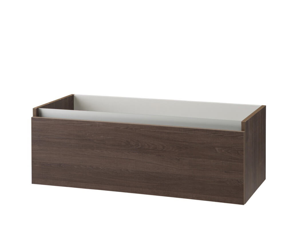 Mobile Bagno 140cm Con Doppio Lavabo, Base Con Cassetto E Specchio Con LED Integrato - Tabacco Scuro