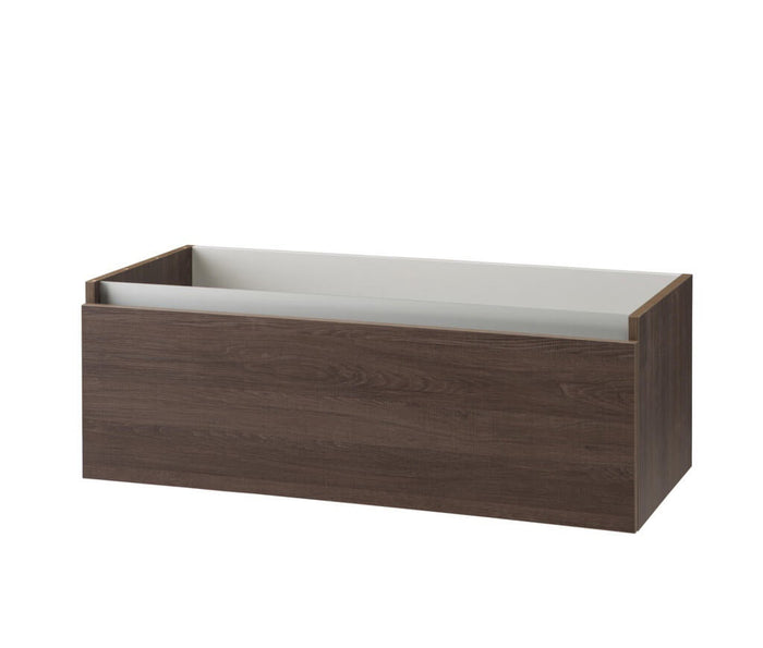 Mobile Bagno 140cm Con Doppio Lavabo, Base Con Cassetto E Specchio Con LED Integrato - Tabacco Scuro