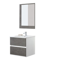 Mobile Bagno Feridras Cemento L.60xP.47xH.57 con Lavabo e Specchio