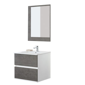 Mobile Bagno Feridras Cemento L.60xP.47xH.57 con Lavabo e Specchio