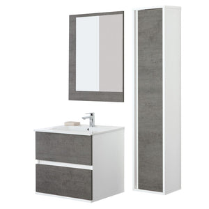Mobile Bagno Feridras Cemento L.60xP.47xH.57 con Lavabo e Specchio