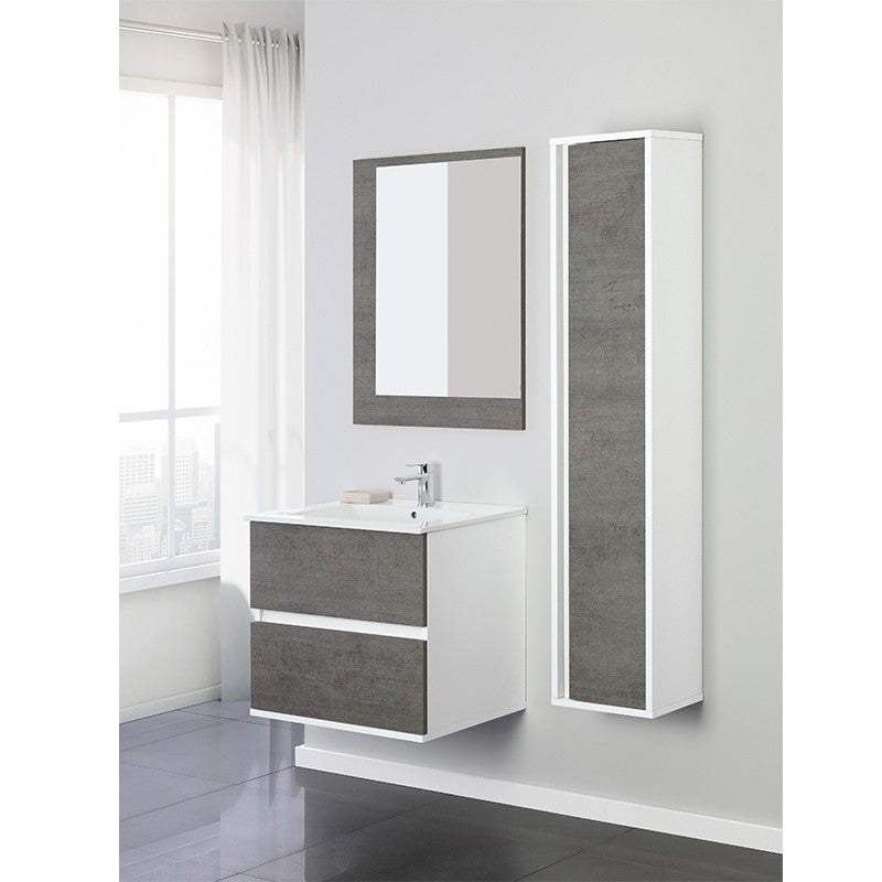 Mobile Bagno Feridras Cemento L.60xP.47xH.57 con Lavabo e Specchio