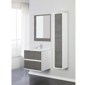 Mobile Bagno Feridras Cemento L.60xP.47xH.57 con Lavabo e Specchio