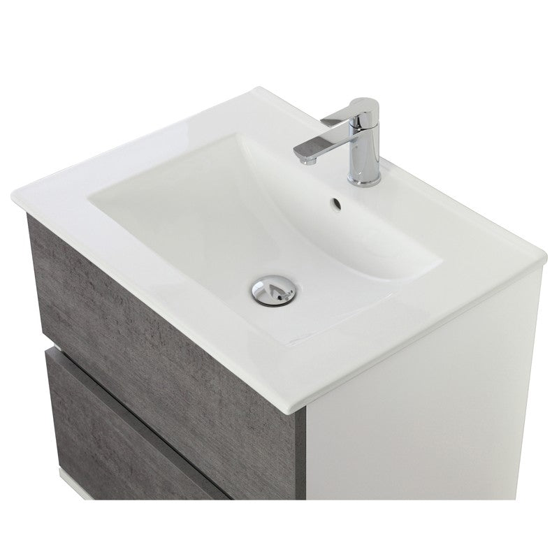 Mobile Bagno Feridras Cemento L.60xP.47xH.57 con Lavabo e Specchio