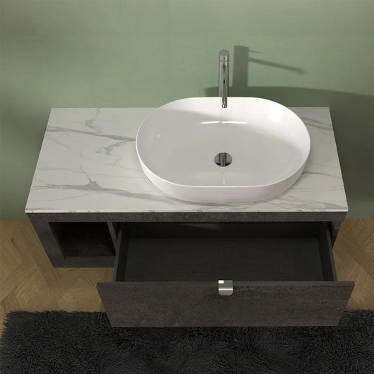 Mobile bagno portalavabo sospeso 110 cm grigio lava con top carrara Maya