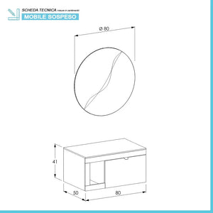 Mobile bagno portalavabo sospeso 80 cm grigio lava con specchio Maya