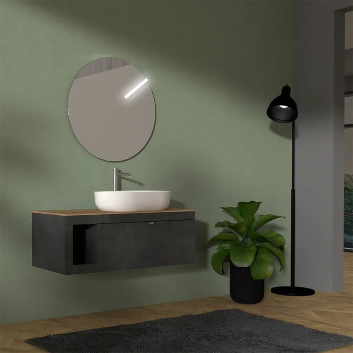 Mobile bagno portalavabo sospeso 80 cm grigio lava con top miele Maya