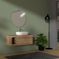 Mobile bagno portalavabo sospeso 80 cm rovere miele con specchio Maya