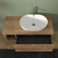 Mobile bagno portalavabo sospeso 80 cm rovere miele con specchio Maya