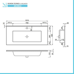 Mobile bagno sospeso 100 bianco lucido con lavabo e specchio LED  Eva