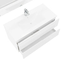 Mobile bagno sospeso 100 bianco lucido con lavabo e specchio LED  Eva