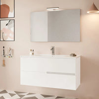 Mobile bagno sospeso 100 bianco lucido con lavabo e specchio LED  Eva