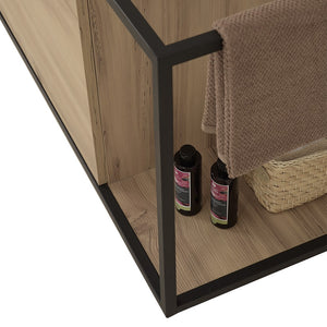 Mobile bagno sospeso 100 cm in legno e metallo nero con specchio Zante