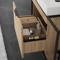Mobile bagno sospeso 100 cm in legno e metallo nero con specchio Zante