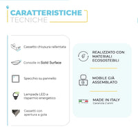 Mobile bagno sospeso 100 cm Master bianco con cassetti e vani