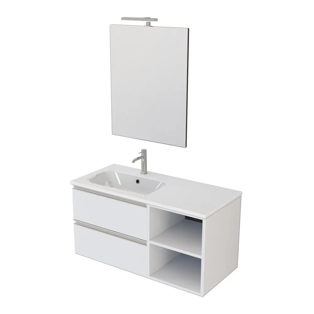 Mobile bagno sospeso 100 cm Master bianco con cassetti e vani