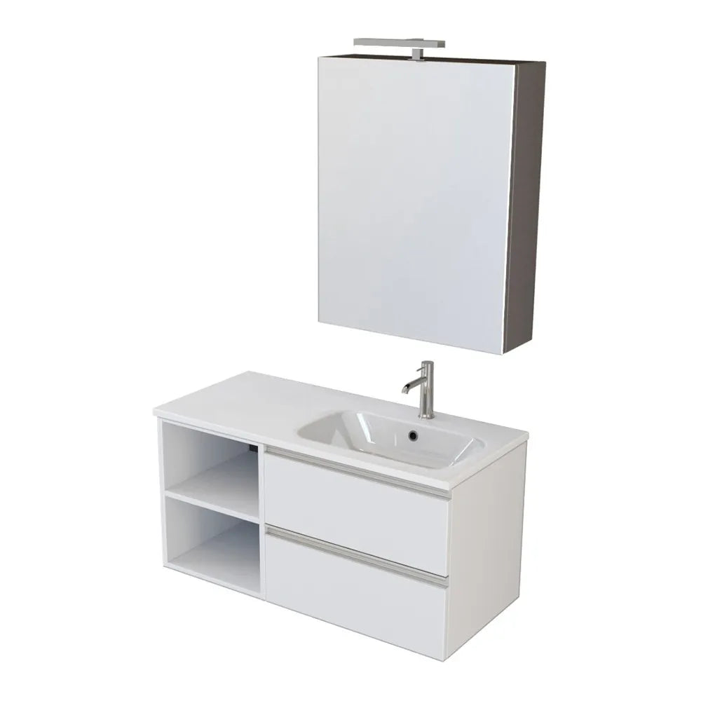 Mobile bagno sospeso 100 cm Master bianco con lavandino e specchio