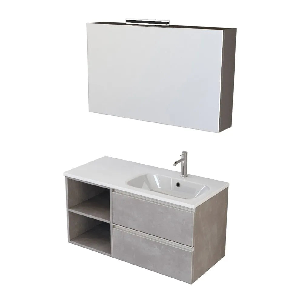 Mobile bagno sospeso 100 cm Master grigio con cassetti soft-close