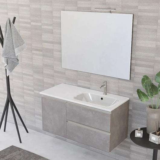 Mobile bagno sospeso 100 cm Master grigio con lavandino e specchio