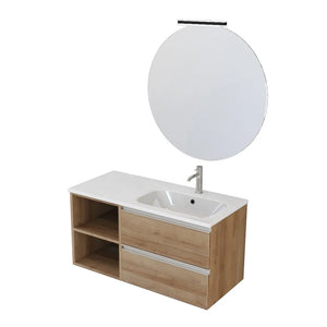 Mobile bagno sospeso 100 cm Master rovere con lavandino e specchio