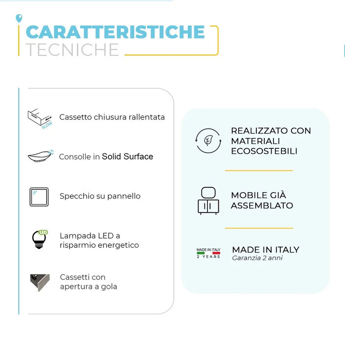 Mobile bagno sospeso 100 cm Master rovere con lavandino e specchio