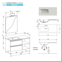 Mobile bagno sospeso 100 cm Master rovere con specchio su pannello