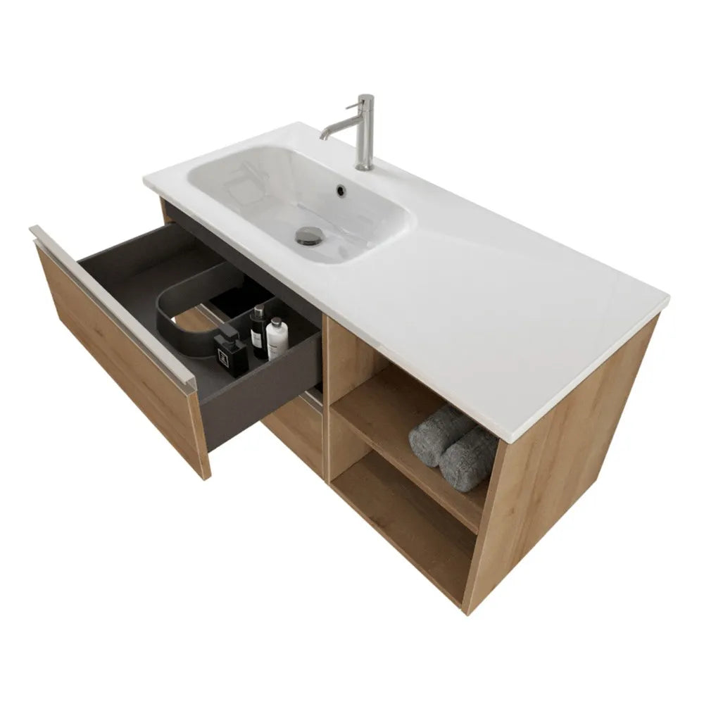 Mobile bagno sospeso 100 cm Master rovere con specchio su pannello