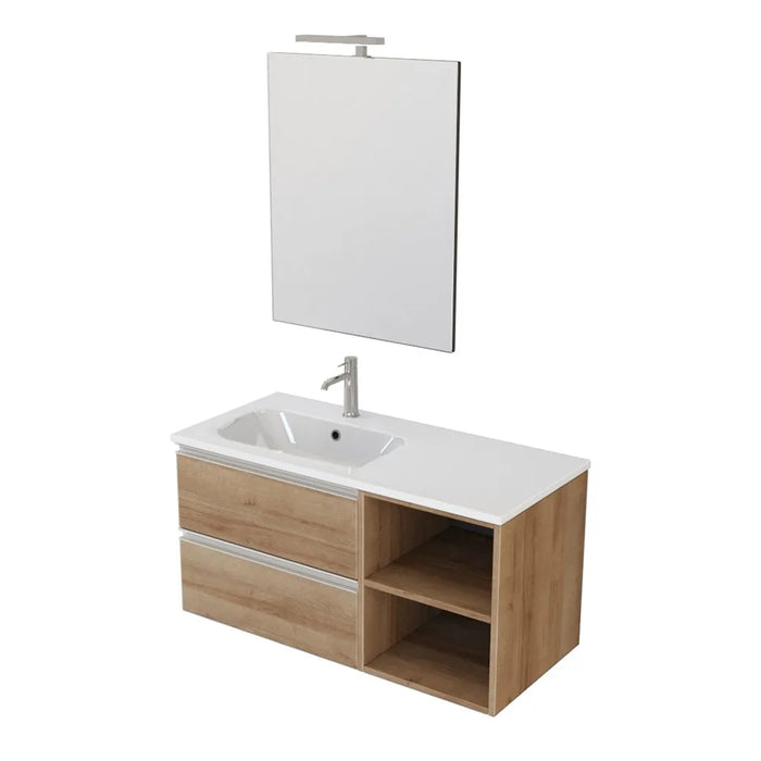 Mobile bagno sospeso 100 cm Master rovere con specchio su pannello