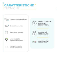 Mobile bagno sospeso 100 cm Smart olmo/lava con specchio