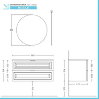 Mobile bagno sospeso 100 cm tortora opaco con lavabo e specchio Matisse