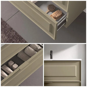 Mobile bagno sospeso 100 cm tortora opaco con lavabo e specchio Matisse