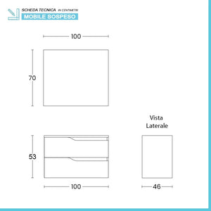 Mobile bagno sospeso 100cm quercia e bianco con lavabo e specchio Sumya
