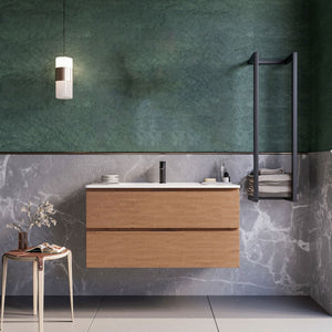 Mobile bagno sospeso 100cm rovere cartagena specchio armony, selezione accessori senza specchio