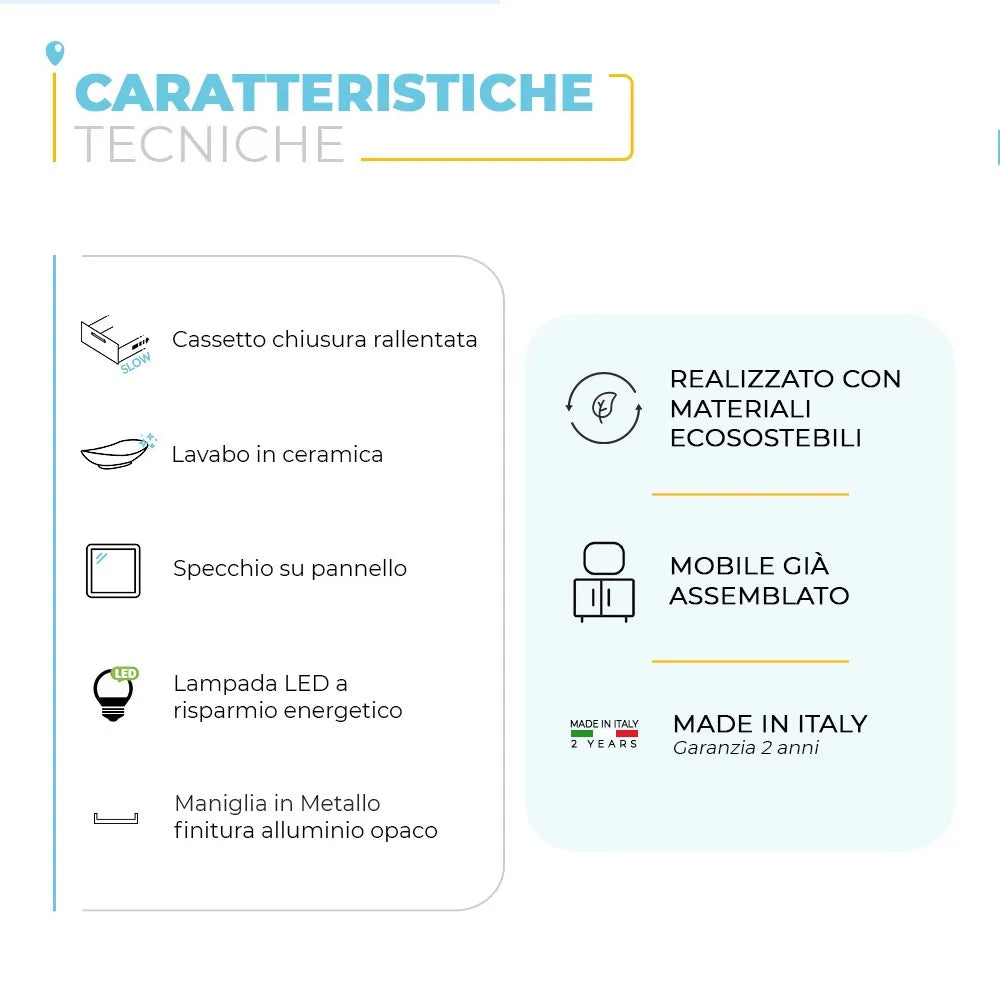 Mobile bagno sospeso 110 cm Master grigio cemento con lavabo e specchio