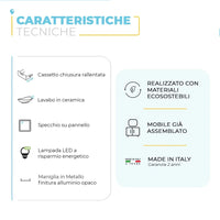 Mobile bagno sospeso 110 cm Master rovere miele con lavabo e specchio